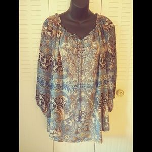 DRESS BARN Paisley Sparkly Tunic Top 1X
